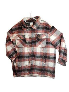 Kensie Women 1x Plaid Flannel lined Jacket Pockets Work gorpcore outdoor shacket